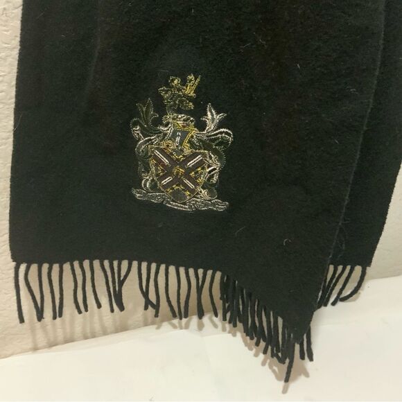 The Scotch House 100% Wool Lambswool black Scarf 12”x72” vintage - Picture 3 of 13